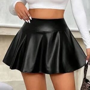 Black Faux Leather Mini Skirt